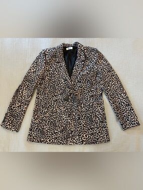 Anine Bing Leopard Print Double Breasted Blazer Size S